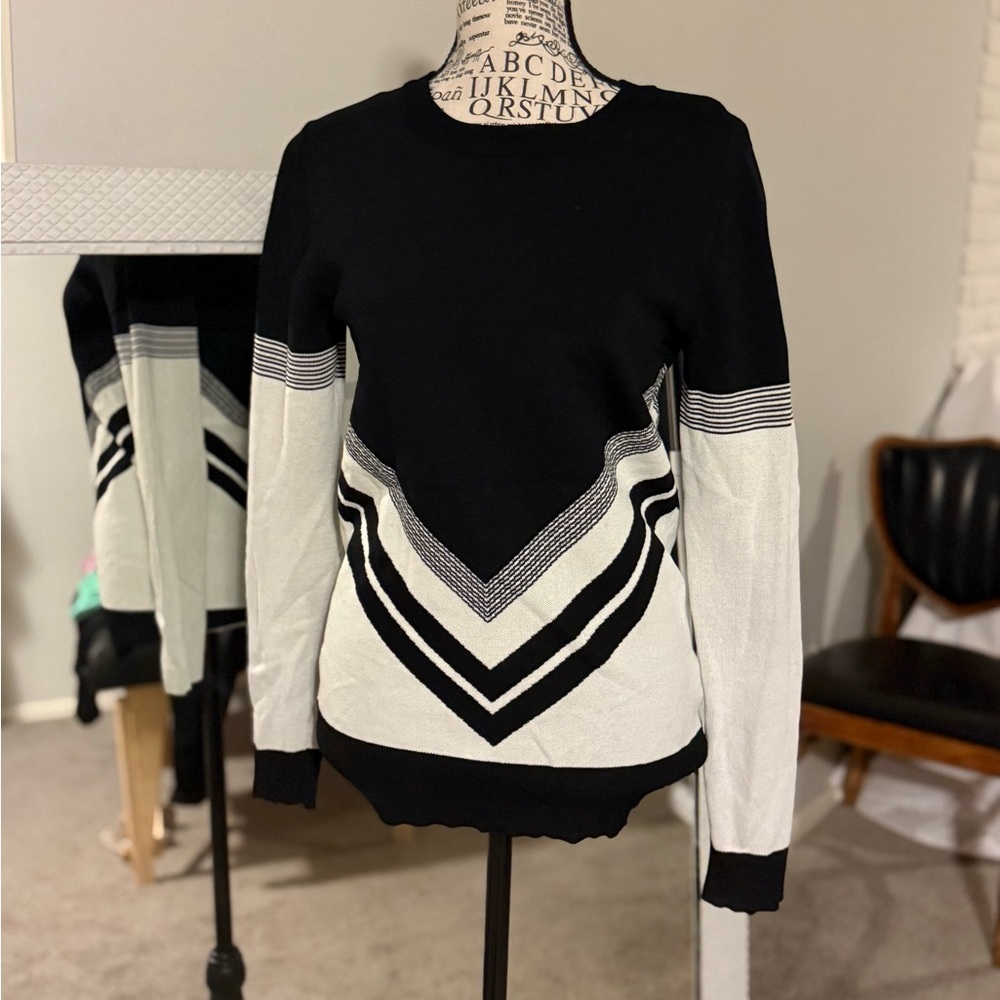 Topshop Black and White Crew Neck Sweater